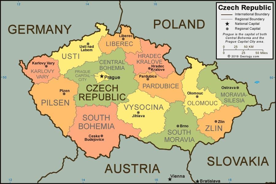 praga mapa do país