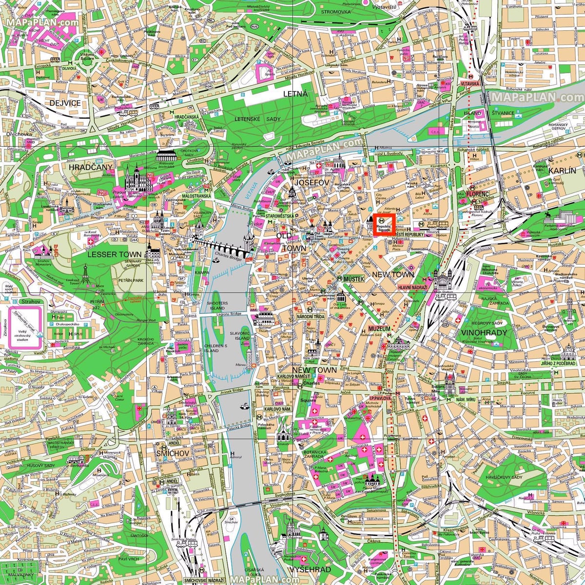 mapa da praça da república praga
