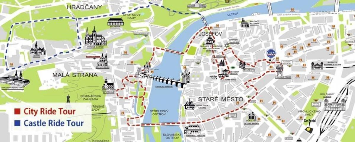 de praga a pé mapa