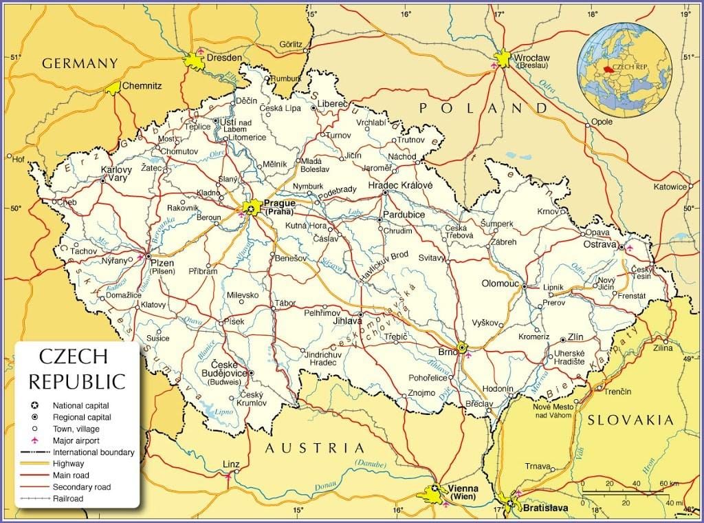 praha, república checa mapa