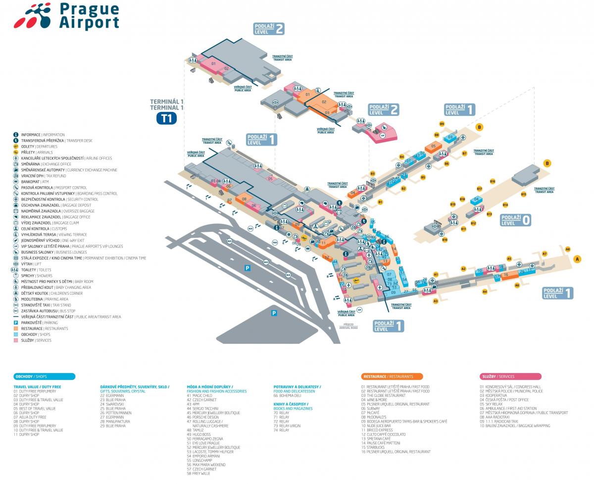 terminal 1 do aeroporto de praga mapa