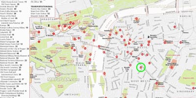 A praça venceslau de praga mapa