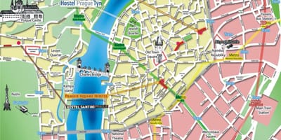 Mapa da cidade velha de praga, república checa